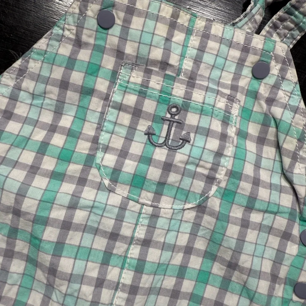 Carter's | Green and White Plaid Overalls | 6M